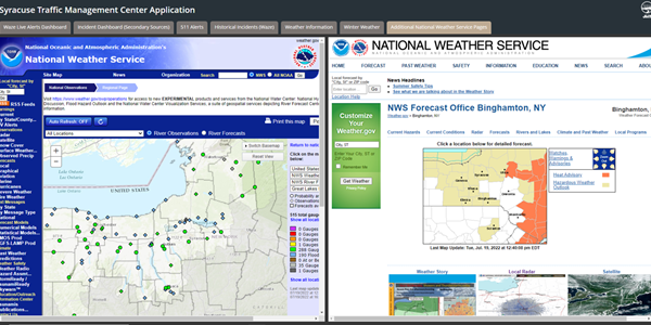 City of Syracuse Traffic Management Center Dashboard: Additional National Weather Services