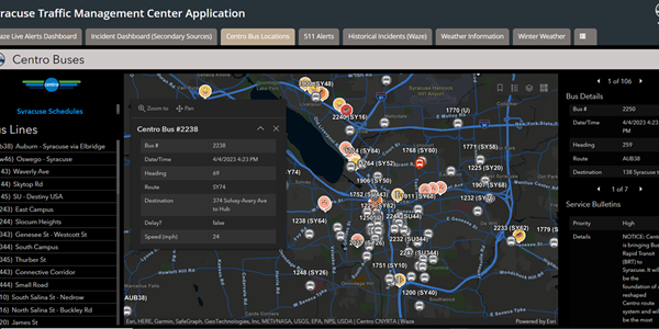 City of Syracuse Traffic Management Center Dashboard: CENTRO Bus Locations image